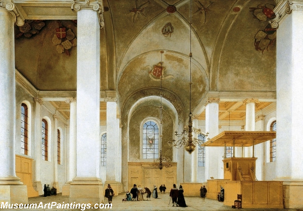 Interior of the Nieuwe or St Annakerk in Haarlem seen from west to east Painting