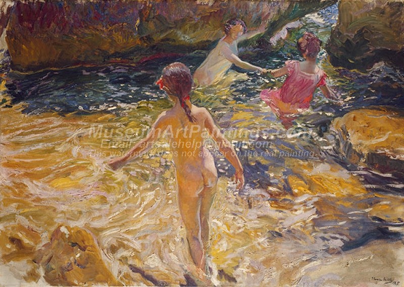 Joaquin Sorolla y Bastida Painting The Bath Javea