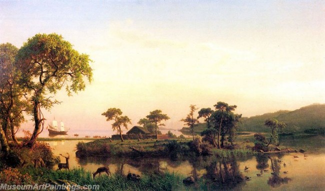 Landscape Paintings Albert Bierstadt Gosnold at Cuttyhunk