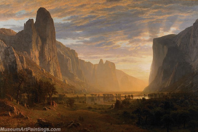 Landscape Paintings Albert Bierstadt Looking Down Yosemite Valley