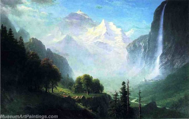 Landscape Paintings Albert Bierstadt Staubbach Falls Near Lauterbrunnen Switzerland