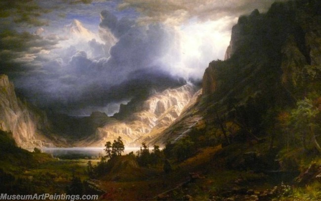 Landscape Paintings Albert Bierstadt Yosemite Valleystorm over the rocky mountains