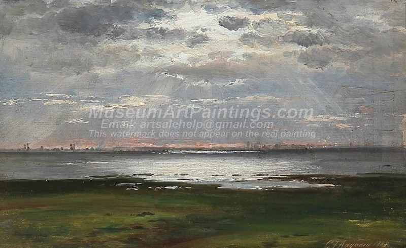 Landscape Paintings Coastal Landscape at Sunset