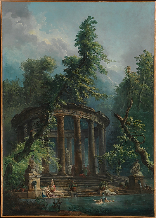 Landscape Paintings The Bathing Pool by Hubert Robert