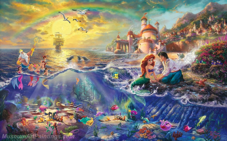 Landscape Paintings The Little Mermaid Painting Walt Disney Garden Paintings