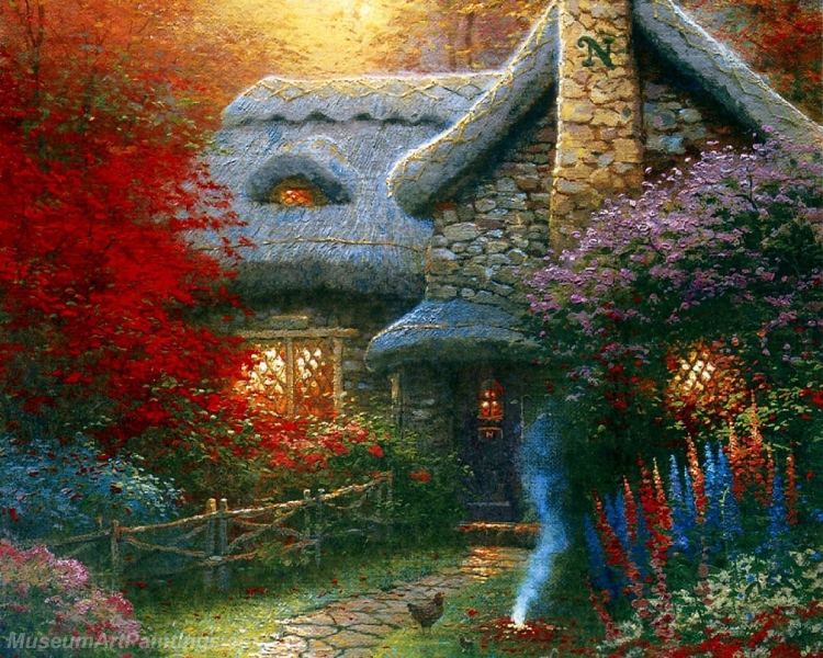 Landscape Paintings autumn at ashley cottage Garden Paintings