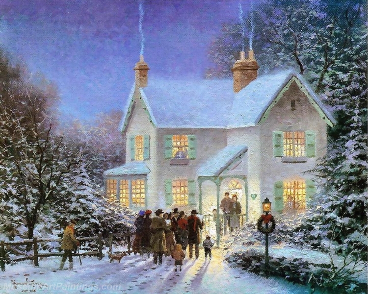 Landscape Paintings evening carolers Garden Paintings