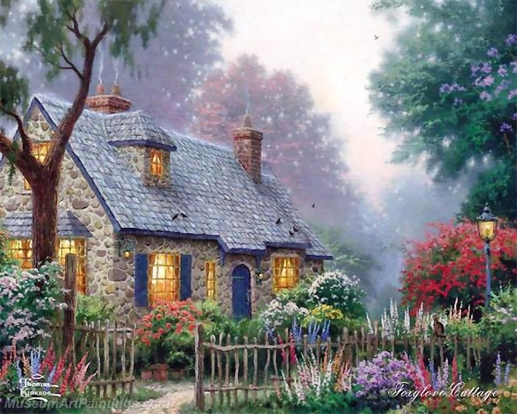 Landscape Paintings foxglove cottage Garden Paintings