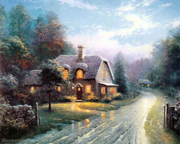 Landscape Paintings moonlight lane i Garden Paintings