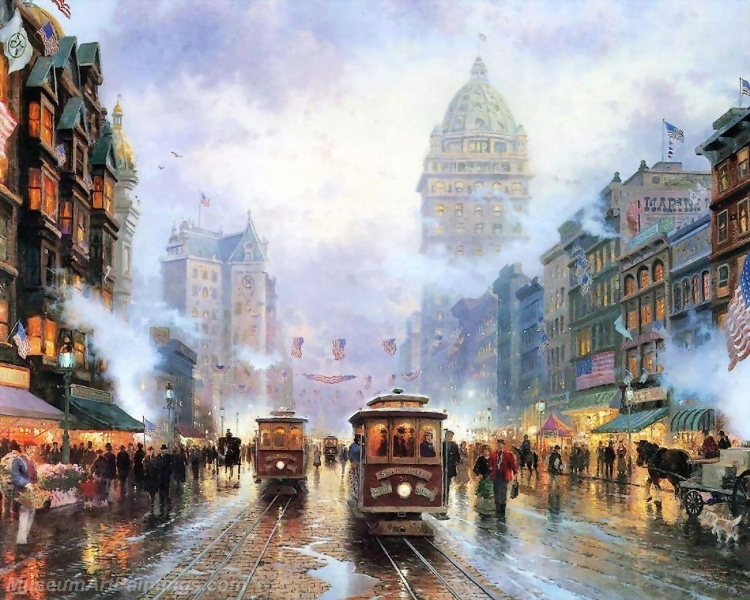 Landscape Paintings san francisco market street Garden Paintings