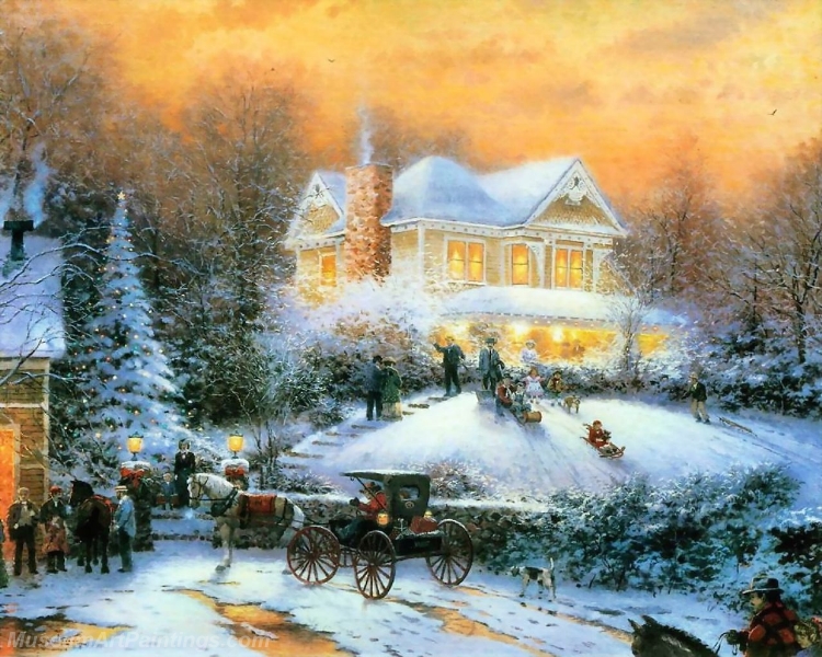 Landscape Paintings victorian christmas ii Garden Paintings