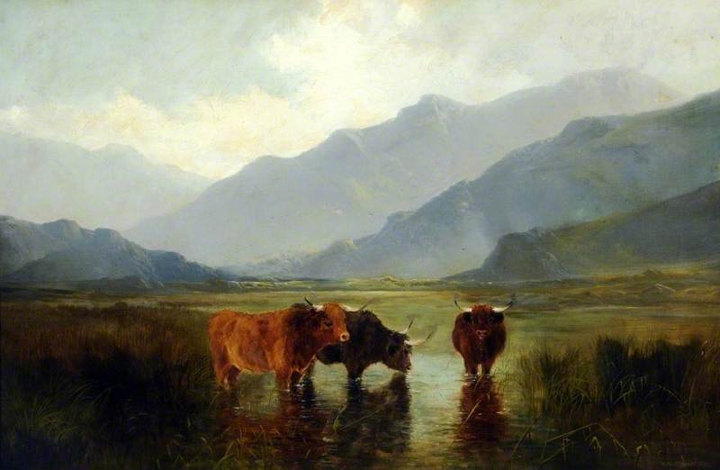 Landscape with Cattle by Henry William Banks Davis