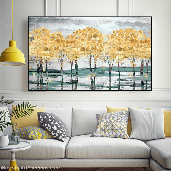 Living Room Paintings for Sale Abstract Golden Tree Paintings