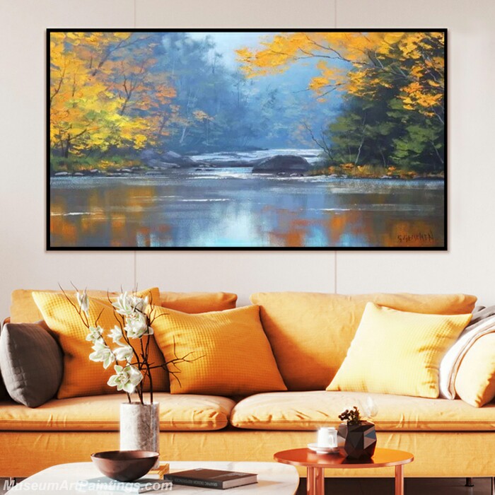 Living Room Paintings for Sale Golden autumn scenery Painting