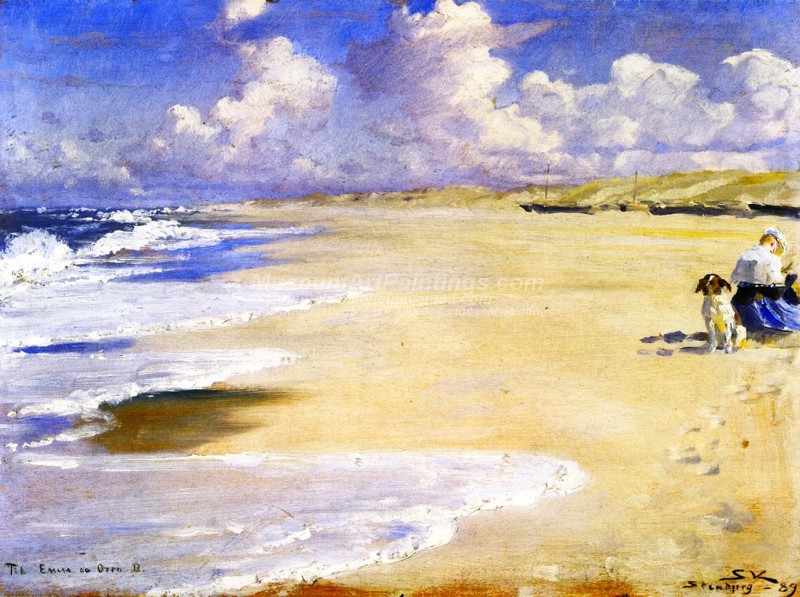 Marie Kroyer Painting on the Beach at Stenbjerg by Peder Severin Kroyer