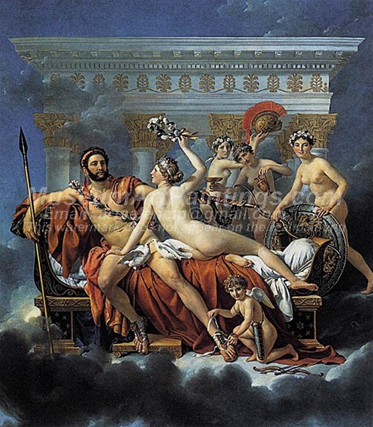Mars Disarmed by Venus and the Three Graces Painting by Jacques Louis David