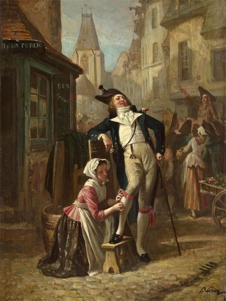 Mending the stocking by Paul Alexandre Alfred Leroy