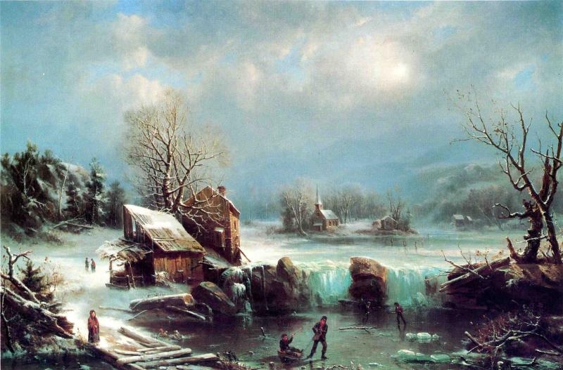 Mid Winter Moonlight by Marie Francois Regis Gignoux