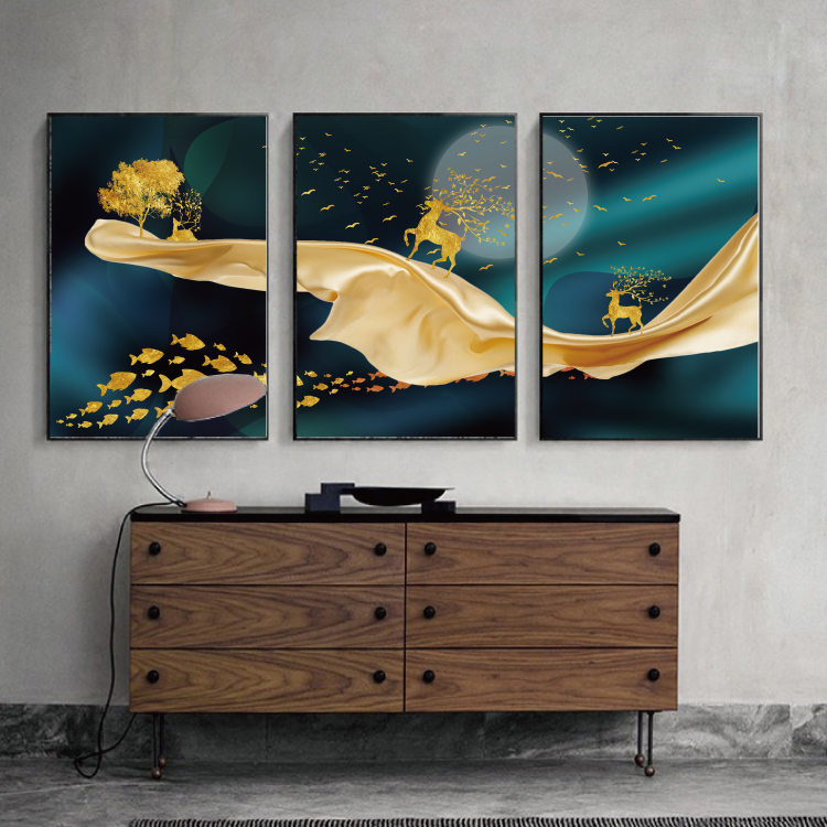 Modern Abstract Art Painting Gold Canvas Prints MAGC049