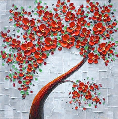Modern Abstract Art Paintings Knife Oil Paintings Flower Tree Painting KFT017