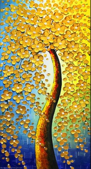 Modern Abstract Art Paintings Knife Oil Paintings Flower Tree Painting KFT024