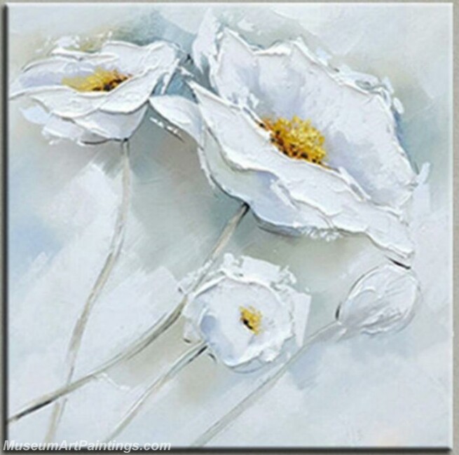 Modern Abstract Art Paintings White Flower