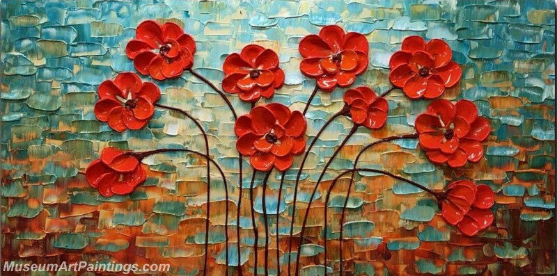 Modern Abstract Art Red Flowers Painting MAA25