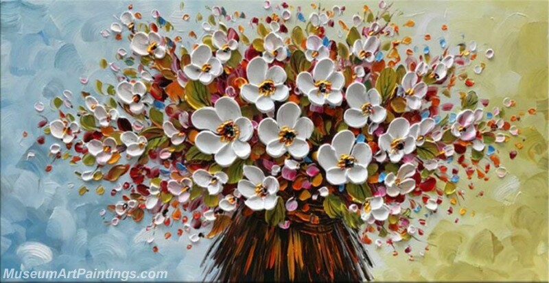 Modern Abstract Art White Flowers Painting MAA27