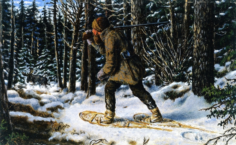Moose Hunting Winter Manitoba by William George Richardson Hind