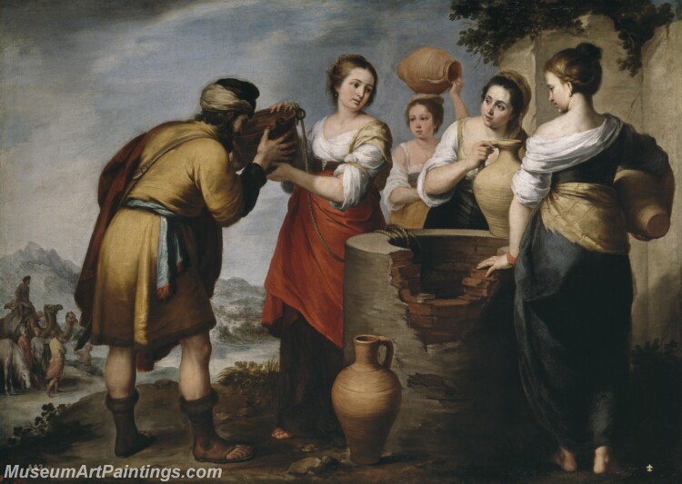 Murillo Bartolome Esteban Rebeca y Eliezer Painting