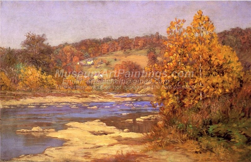 Natural Landscape Paintings Blue and Gold