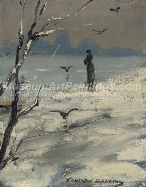 Oil Paintings Elegant Woman on a Winters Walk