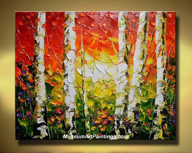 Paint a white leaves tree thick palette knife in Acrylic 