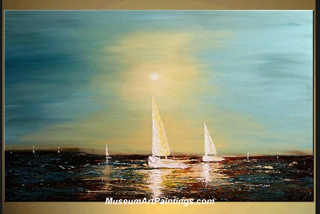 Palette Knife Painting Seascape and Boat 001
