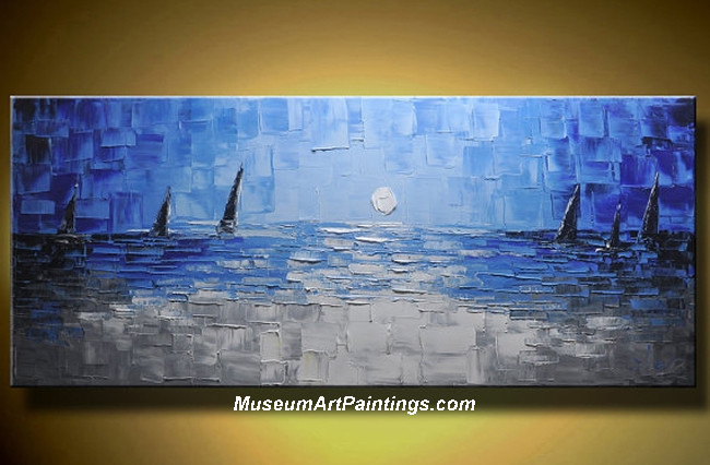 Palette Knife Painting Seascape and Boat 004