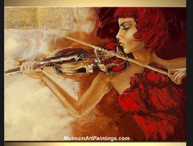 Palette Knife Painting Woman and Violin 004