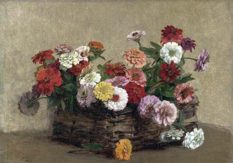 Panier and Zinnias by Victoria Fantin Latour