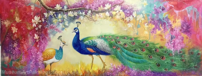 Peacock Oil Paintings Two Peacocks in the Garden