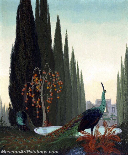 Peacock Paintings Peacocks in a Cypress Garden