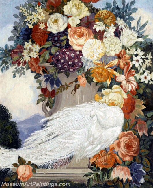 Peacock Paintings White Peacock in the gardern