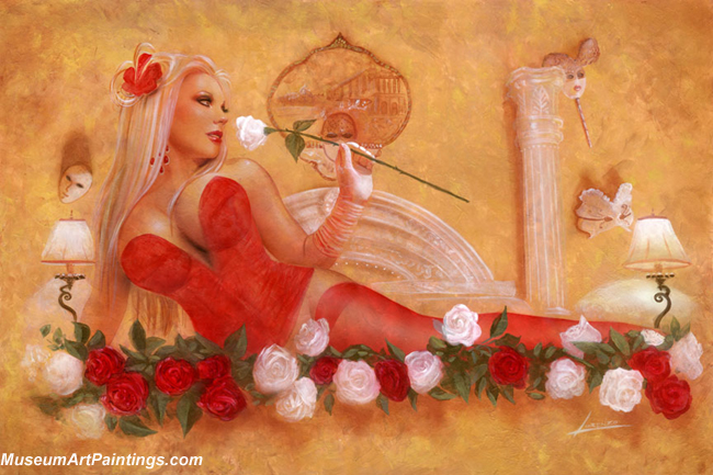 Pin Up Paintings A Bed Rose