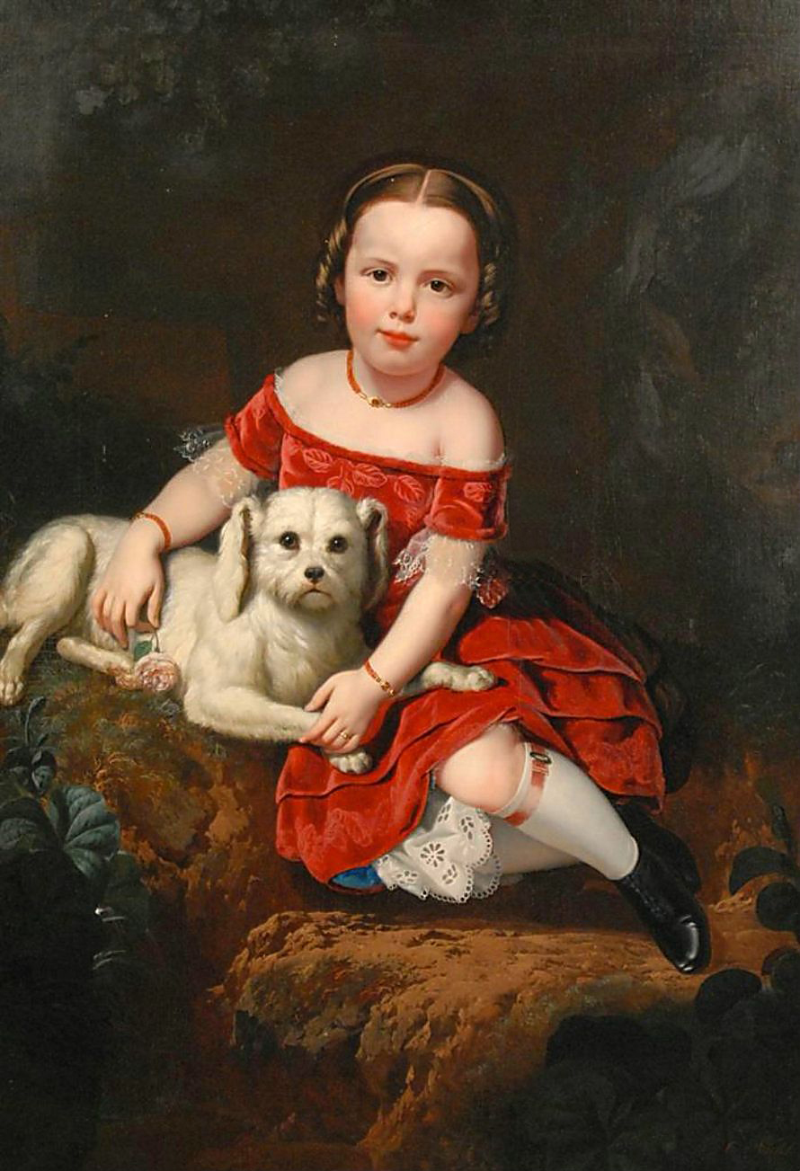 Portrait of a Girl with Dog by Charles Christian Nahl