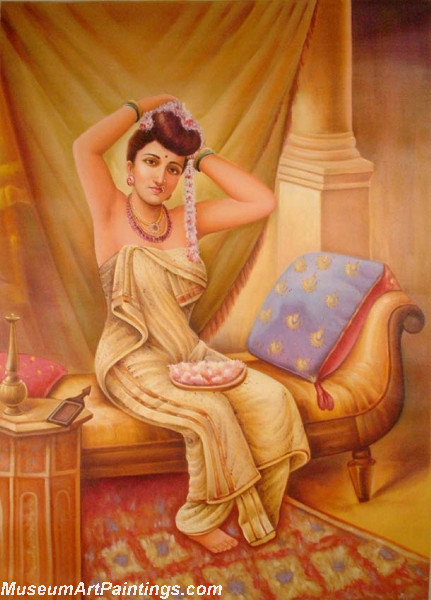 Raja Ravi Varma Paintings A Nair Woman Adorns Herself