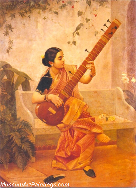 Raja Ravi Varma Paintings South Indian Women with Veena