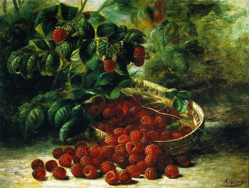 Raspberries in a Basket by August Laux