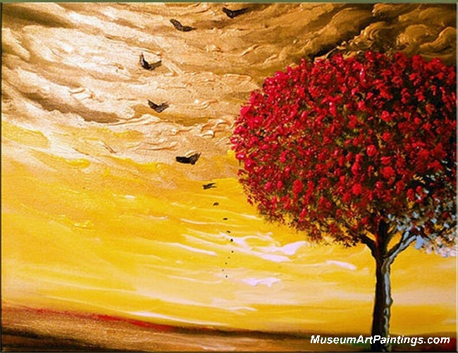Red Tree Landscape Painting 009