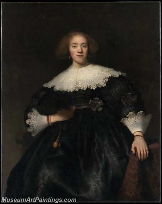Rembrandt Portrait of a Young Woman with a Fan Painting
