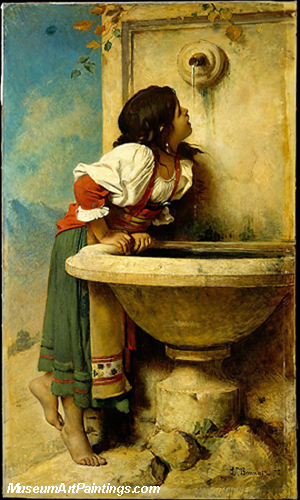 Roman Girl at a Fountain by Leon Bonnat