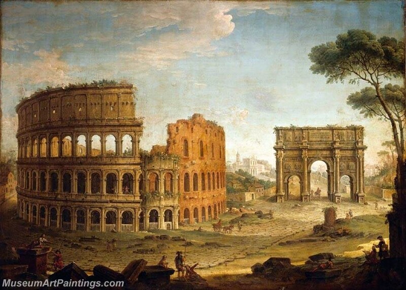 Rome View of the Colosseum and The Arch of Constantine Painting