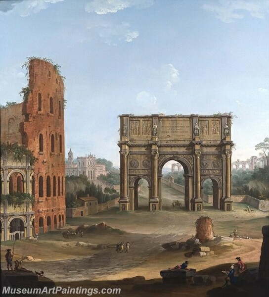 Rome a capriccio view of the Colosseum and the Arch of Constantine Painting